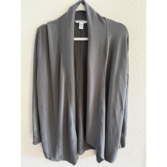 ATHLETA  Women Pranayama Restore Wrap Size S Gray Ultra-Soft Long Sleeve Pocket - Picture 2 of 8